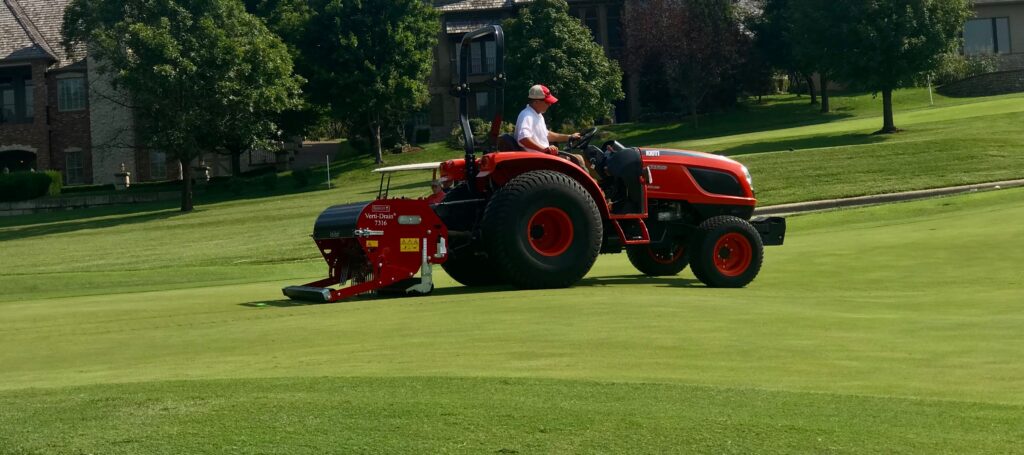 Golf course maintenance - aeration fairway